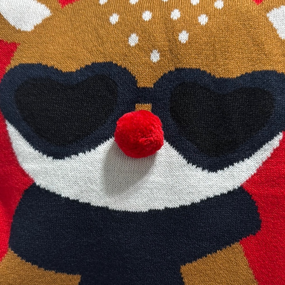 Festive Red Reindeer Crewneck Sweater